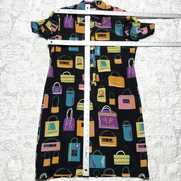 Wmns VTG Anne Crimmins for Umi Collections Silk Dress Black Pink Shoulder Pads - Picture 10 of 12